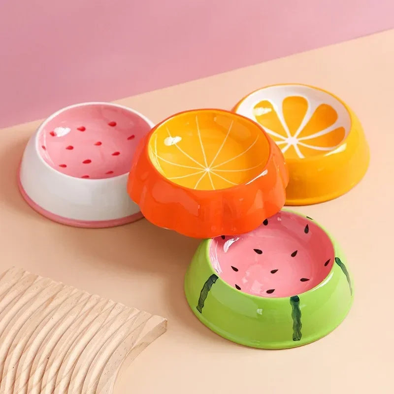 Watermelon Strawberry Shape Cat Food Bowl Cute Designs Pet Ceramics Bowl Small Dog Colorful Water Suppliers Cat Bowl