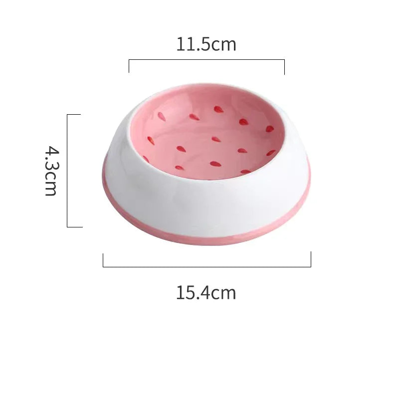 Watermelon Strawberry Shape Cat Food Bowl Cute Designs Pet Ceramics Bowl Small Dog Colorful Water Suppliers Cat Bowl